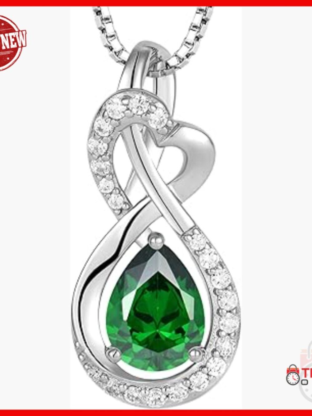 925 Sterling Silver Infinity Pendant Necklace with Birthstone